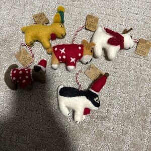 Karma Holiday Hounds Felted Xmas Ornaments (5) Conny, Dolly, Jack,Bruno, Leonard